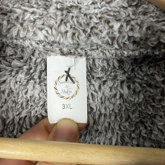 Sunshine & Rodeo Fleece Womens Gray Southwestern Aztec Print Pullover - Picture 3 of 11